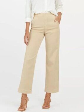 Spanx Twill Wide Leg Crop Pants Khaki Size Medium
